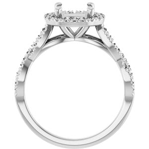 14K White Gold 7.4 mm Round Engagement Ring Mounting