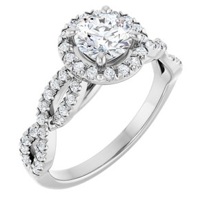 14K White Gold 5.8 mm Round 1/4 CTW Natural Diamond Semi-Set Engagement Ring