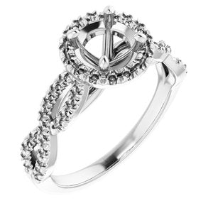 10K White Gold 6 mm Round Engagement Ring Mounting