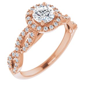 14K Rose Gold 5.2 mm Round 1/4 CTW Natural Diamond Semi-Set Engagement Ring