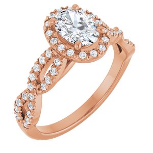 14K Rose Gold 7x5 mm Oval 1/4 CTW Natural Diamond Semi-Set Engagement Ring