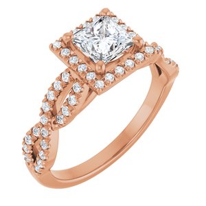 14K Rose Gold 5 mm Square 1/4 CTW Natural Diamond Semi-Set Engagement Ring