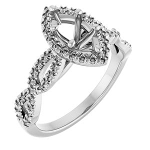 14K White Gold 9x4.5 mm Marquise Engagement Ring Mounting