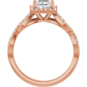14K Rose Gold 5 mm Square 1/4 CTW Natural Diamond Semi-Set Engagement Ring