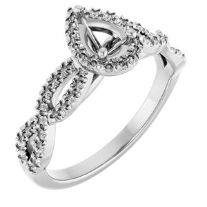 14K White Gold 6x4 mm Pear Engagement Ring Mounting