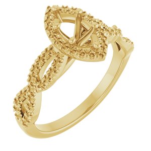 10K Yellow Gold 8x4 mm Marquise Engagement Ring Mounting