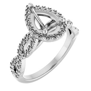 14K White Gold 9x6 mm Pear Engagement Ring Mounting