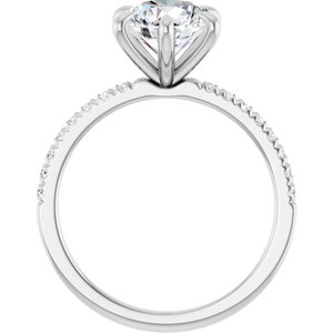 14K White Gold 8 mm Round 1/6 CTW Natural Diamond Semi-Set French-Set Engagement Ring