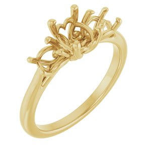 14K Yellow Gold 8x6 mm Oval Three-Stone Engagement Ring Mounting