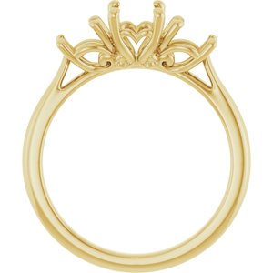 14K Yellow Gold 8x6 mm Oval Three-Stone Engagement Ring Mounting