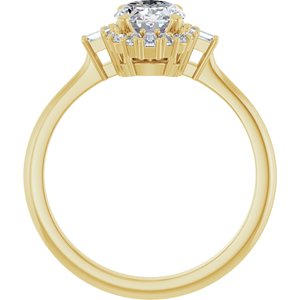14K Yellow Gold 8x6 mm Oval 1/5 CTW Natural Diamond Semi-Set Engagement Ring