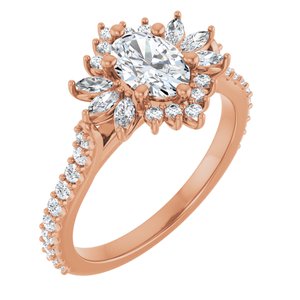 14K Rose Gold 7x5 mm Oval 1/2 CTW Natural Diamond Semi-Set Halo-Style Engagement Ring