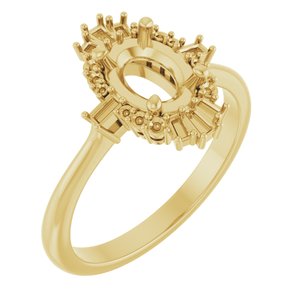 14K Yellow Gold 8x6 mm Oval Engagement Ring Mounting