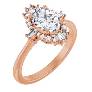 14K Rose Gold 8x6 mm Oval 1/5 CTW Natural Diamond Semi-Set Engagement Ring