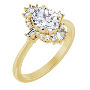 14K Yellow Gold 8x6 mm Oval 1/5 CTW Natural Diamond Semi-Set Engagement Ring