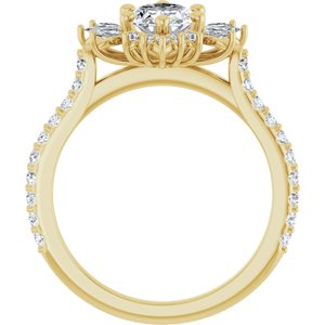14K Yellow Gold 8x6 mm Oval 1/2 CTW Natural Diamond Semi-Set Halo-Style Engagement Ring