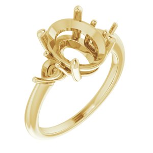 18K Yellow Gold  11x9 mm Oval Engagement Ring Mounting