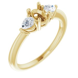 14K Yellow Gold 6x4 mm Oval 1/4 CTW Natural Diamond Semi-Set Engagement Ring 