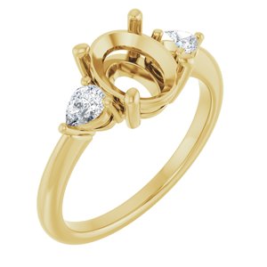 14K Yellow Gold 9x7 mm Oval 1/4 CTW Lab-Grown Diamond Semi-Set Engagement Ring
