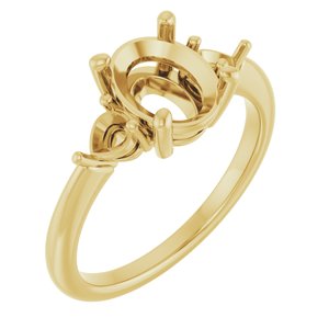 14K Yellow Gold 9x7 mm Oval 1/4 CTW Lab-Grown Diamond Semi-Set Engagement Ring