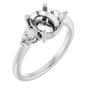 Platinum 9x7 mm Oval 1/4 CTW Natural Diamond Semi-Set Engagement Ring