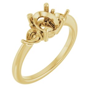 10K Yellow Gold  8x6 mm Oval Engagement Ring Mounting