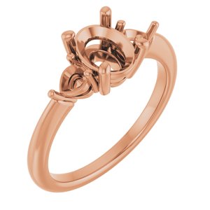 14K Rose Gold  8x6 mm Oval Engagement Ring Mounting