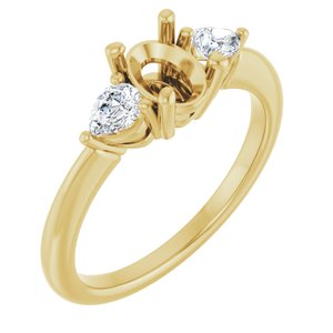 14K Yellow Gold 7x5 mm Oval 1/4 CTW Natural Diamond Semi-Set Engagement Ring 
