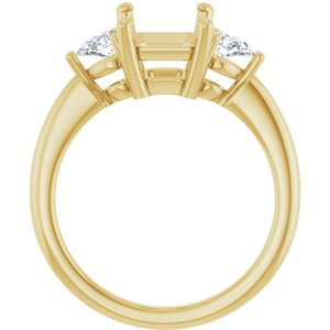 14K Yellow Gold 9 x 7 mm Emerald 1/4 CTW Natural Diamond Semi-Set Engagement Ring