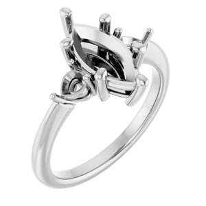 14K White Gold  12x6 mm Marquise Engagement Ring Mounting
