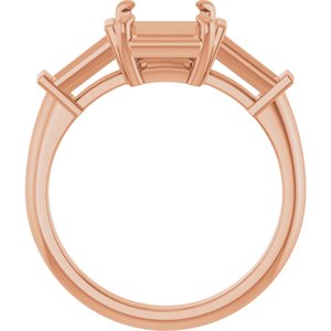 14K Rose Gold 9x7 mm Emerald Engagement Ring Mounting