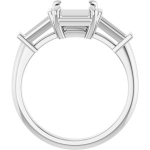 14K White Gold 9x7 mm Emerald Engagement Ring Mounting