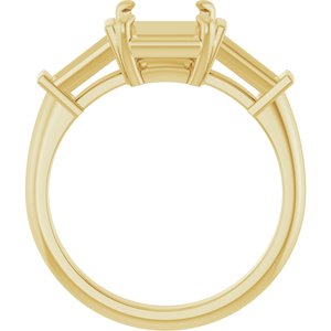14K Yellow Gold 9x7 mm Emerald Engagement Ring Mounting