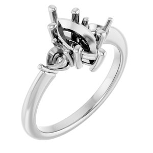 14K White Gold  10x5 mm Marquise Engagement Ring Mounting