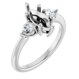 14K White Gold 10 x 5 mm Marquise 1/4 CTW Lab-Grown Diamond Semi-Set Engagement Ring