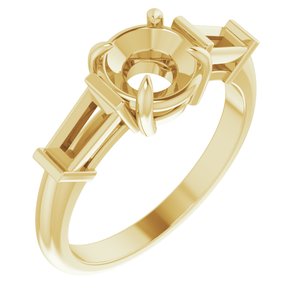 14K Yellow Gold 7 mm Round Engagement Ring Mounting