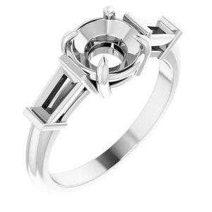 14K White Gold 7.4 mm Round Engagement Ring Mounting