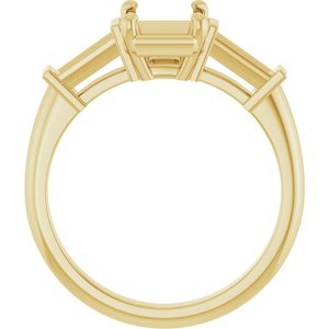 14K Yellow Gold 8x6 mm Emerald Engagement Ring Mounting