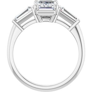 14K White Gold 8x6 mm Emerald 1/2 CTW Natural Diamond Semi-Set Diamond Engagement Ring