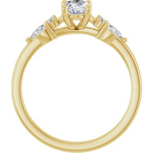 14K Yellow Gold 7x5 mm  Oval 1/5 CTW Natural Diamond Semi-Set Engagement Ring