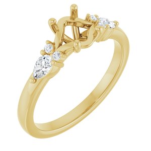14K Yellow Gold 7x5 mm Oval 1/5 CTW Lab-Grown Diamond Semi-Set Engagement Ring