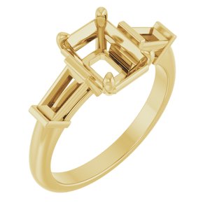 14K Yellow Gold 8x6 mm Emerald Engagement Ring Mounting