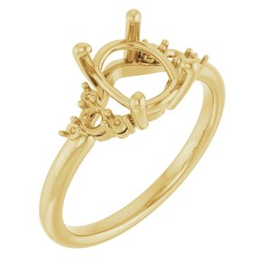 14K Yellow Gold 9x7 mm Oval Engagement Ring Mounting