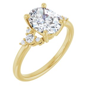 14K Yellow Gold 9x7 mm Oval 1/6 CTW Natural Diamond Semi-Set Engagement Ring