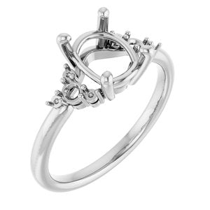 14K White Gold 9x7 mm Oval Engagement Ring Mounting