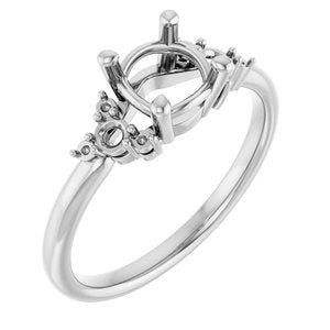 14K White Gold 6.5 mm  Round Engagement Ring Mounting