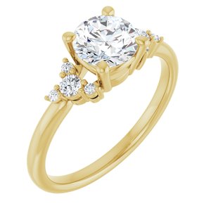 14K Yellow Gold 6.5 mm  Round 1/8 CTW Natural Diamond Semi-Set Engagement Ring