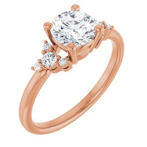 14K Rose Gold 6.5 mm  Round 1/8 CTW Natural Diamond Semi-Set Engagement Ring
