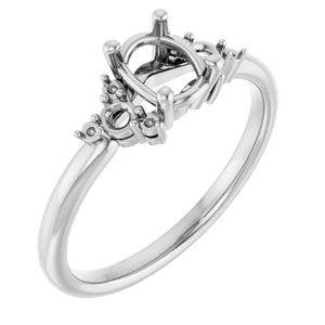 14K White Gold 7x5 mm Oval Engagement Ring Mounting