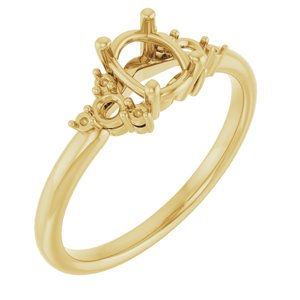 14K Yellow Gold 7x5 mm Oval Engagement Ring Mounting
